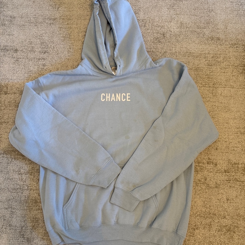 Blue Hoodie with 'CHANCE' Print